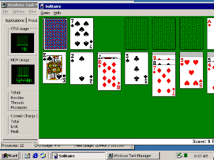 Solitaire on Windows 2000